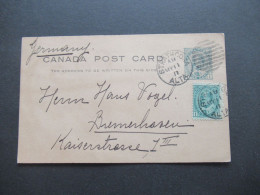 Kanada 1911 Ganzsache Mit Zusatzfrankatur Stempel Strathcona ALTA Nach Bremerhaven Mit Viel Text / Inhalt - 1903-1954 Reyes