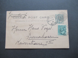 Kanada 1911 Ganzsache Mit Zusatzfrankatur Stempel Strathcona ALTA Nach Bremerhaven Mit Viel Text / Inhalt - 1903-1954 De Koningen