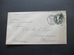 1900 USA Gebiet Philippine Islands GA Umschlag 2 Centavos Stempel Manila P.I. Schiffspost Nach Bremerhaven - Philippinen