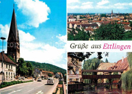 72681829 Ettlingen Hauptstrasse Kirche Blick Ueber Die Stadt Holzbruecke Ettling - Ettlingen