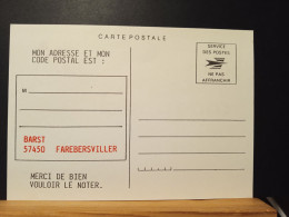 Carte Postal En Franchise. BARST, Secteur Postal De FAREBERSVILLER 57450 - Cartas & Documentos