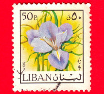 Delcampe - LIBANO - Usato - 1973 - Fiori - Iris - 50 - P. Aerea - Libanon