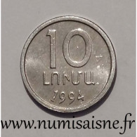 ARMENIE - KM 51 - 10 LUMA 1994 -  Écu Tenu Par Un Lion Et Un Aigle - SPL - Arménie