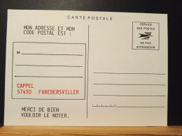 Carte Postal En Franchise. CAPPEL, Secteur Postal De FAREBERSVILLER 57450 - Covers & Documents