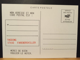 Carte Postal En Franchise. THEDING, Secteur Postal De FAREBERSVILLER 57450 - Lettres & Documents