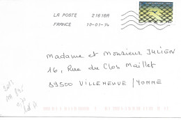 France 2013 - AA 895 - OBLITERE S/enveloppe 2014 / Fête De L'air : Oiseau Sortant De Sa Cage / LOT A - Brieven En Documenten