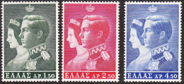 GREECE 1964 Royal Wedding Complete MNH Set Vl. 925 / 927 - Neufs