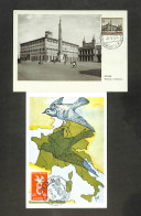 ITALIE - ITALIANA - 2 Cartes MAXIMUM 1954 - 1958 - ROMA - Palazzo Laterano - EUROPA - Maximum Cards