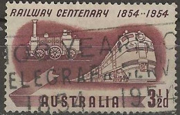 AUSTRALIA 1954 Centenary Of Australian Railways - 31/2d Locomotives Of 1854 And 1954 AVU - Usati