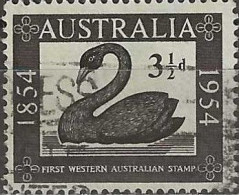 AUSTRALIA 1954 Centenary Of Western Australian Stamps - 31/2d Mute Swan AVU - Gebruikt