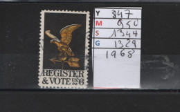 PRIX FIXE Obl 847 YT 950 MIC 1344 SCO 1 GIB Register Vote Aigle 1968  Etats Unis  58A/12 - Usados