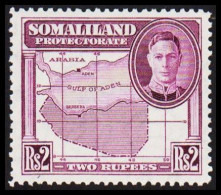 1938. SOMALILAND PROTECTORATE. Georg VI Rs 2 Country Map.  Very Lightly Hinged. (Michel 86) - JF542528 - Somaliland (Protectorate ...-1959)