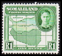 1938. SOMALILAND PROTECTORATE. Georg VI Rs 1 Country Map.  Very Lightly Hinged. (Michel 85) - JF542529 - Somaliland (Herrschaft ...-1959)