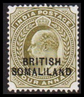 1903. BRITISH SOMALILAND. Overprint On Edward VII. FOUR ANNAS INDIA POSTAGE. Hinged. (Michel 18) - JF542554 - Somaliland (Protectorat ...-1959)