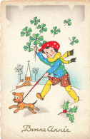 FETES ET VOEUX - Nouvel An - Un Enfant Promenant Son Chien Dans La Neige - Colorisé - Carte Postale Ancienne - New Year