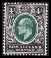 1904. SOMALILAND PROTECTORATE. Edward VII. 4 A Hinged. (Michel 25) - JF542563 - Somaliland (Protectorate ...-1959)