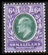 1904. SOMALILAND PROTECTORATE. Edward VII. 6 A Hinged. (Michel 26) - JF542564 - Somaliland (Protettorato ...-1959)