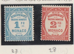 Monaco Taxe N° 27 Et 28 ** Série De 2 Valeurs - Postage Due