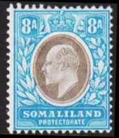 1904. SOMALILAND PROTECTORATE. Edward VII. 8 A Hinged. (Michel 27) - JF542575 - Somaliland (Protectoraat ...-1959)