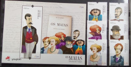 Portugal 2018, First Edition Of The Novel Os Maias, MNH S/S And Stamps Set - Unused Stamps