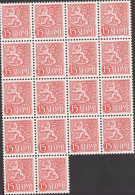 1954. FINLAND. Liontype 15 M. Never Hinged. 18-block.  (Michel 430) - JF542619 - Unused Stamps