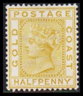 1883. GOLD COAST. Victoria. HALFPENNY Watermark CA. No Gum. Beautiful And Rare Stamp.  (MICHEL 6) - JF542666 - Côte D'Or (...-1957)