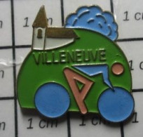 313e Pin's Pins / Beau Et Rare / SPORTS / CYCLISME VELO EGLISE VILLENEUVE - Cyclisme