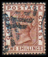 1884-1891. GOLD COAST. Victoria. TWO SHILLINGS Watermark CA. INTERESTING CANCEL. (MICHEL 16) - JF542670 - Côte D'Or (...-1957)