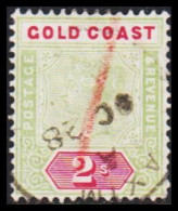1898-1902. GOLD COAST. Victoria. 2 S With Interesting Cancel.  (MICHEL 29) - JF542674 - Goudkust (...-1957)
