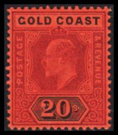 1902. GOLD COAST. Edward VII. 20 S Watermark CA.  (MICHEL 44) - JF542678 - Gold Coast (...-1957)