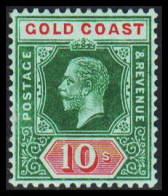 1913-1921. GOLD COAST. Georg V. 10 S Watermark CA Multiple. Hinged. (MICHEL 72z) - JF542682 - Gold Coast (...-1957)