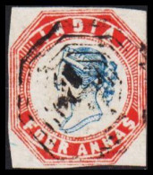 1854. INDIA. Victoria. FOUR ANNA. Beautiful Stamp Imperforated On 4 Sides. Rare Stamp. - JF542692 - 1858-79 Compagnia Delle Indie E Regno Della Regina