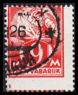 1922-28. EESTI VABARIIK. WEAVER AND SMITH  9 Mk. Red Perf 14½. Very Decentered Stamp With Par... (Michel 38A) - JF542711 - Estland