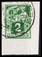 1922-28 WEAVER AND SMITH 2 Mk. Green Imperforated. With Wide Right And Lower Margin. (Michel 34B) - JF542712 - Estland