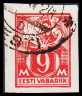 1922-28. EESTI VABARIIK. WEAVER AND SMITH  9 Mk. Red IMPERFORATED  (Michel 38B) - JF542713 - Estland