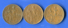 5  Cents  1907 +1908+1909 - 5 Centimes