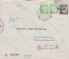 1943. PORTUGALInteresting Censored Cover To Storebro, Sweden With 15 C And 2 Ex 80 C . LUSIA... (Michel 544+) - JF542791 - Neufs