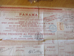 Action Canal De Panama Avec Timbre TP De Contrôle 1888 En L'état - Schiffahrt