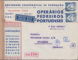 1942. PORTUGAL Extremely Beaufiful Censored Advertisement Cover To Storebro, Sweden With Pair... (Michel 601) - JF542794 - Neufs