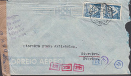 1942. PORTUGALInteresting Censored Cover To Storebro, Sweden With Pair 1$75 LUSIADAS Cancelle... (Michel 601) - JF542795 - Neufs