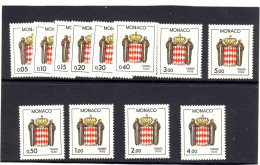 Monaco Taxe N° 75 à 86 ** Série De 12 Valeurs Ecusson - Postage Due