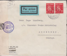 1940. FINLAND. Very Early Censored Cover To Storebro Sverige Par Avion Cancelled GRANKULLA 6.... (Michel 197) - JF542800 - Covers & Documents