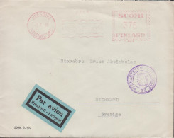 1940. FINLAND. Very Early Censored Cover To Storebro Sverige Par Avion Cancelled With Private Machine Canc... - JF542801 - Storia Postale