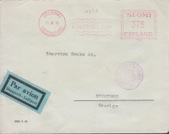 1940. FINLAND. Censored Cover To Storebro Sverige Par Avion Cancelled With Private Machine Cancel GRÖNBLOM... - JF542803 - Brieven En Documenten