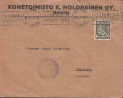 1945. FINLAND. Very Late Censored Cover  To Storebro Sverige Cancelled With Slogan Cancel HEL... (Michel 265) - JF542809 - Covers & Documents