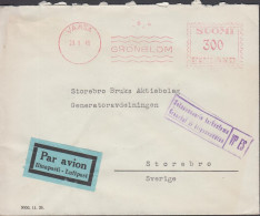 1940. FINLAND. Very Early Censored Cover To Storebro Sverige Par Avion Cancelled With Private Machine Canc... - JF542810 - Storia Postale