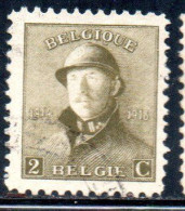 BELGIQUE BELGIE BELGIO BELGIUM 1919 KING ROI ALBERT I IN TRENCH HELMET 2c USED OBLITERE' USATO - 1918 Croce Rossa