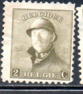 BELGIQUE BELGIE BELGIO BELGIUM 1919 KING ROI ALBERT I IN TRENCH HELMET 2c USED OBLITERE' USATO - 1918 Cruz Roja