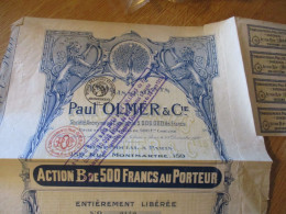 Action Obligation 500 Francs Paul Olmer - Sonstige & Ohne Zuordnung