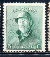 BELGIQUE BELGIE BELGIO BELGIUM 1919 KING ROI ALBERT I IN TRENCH HELMET 5c USED OBLITERE' USATO - 1918 Cruz Roja